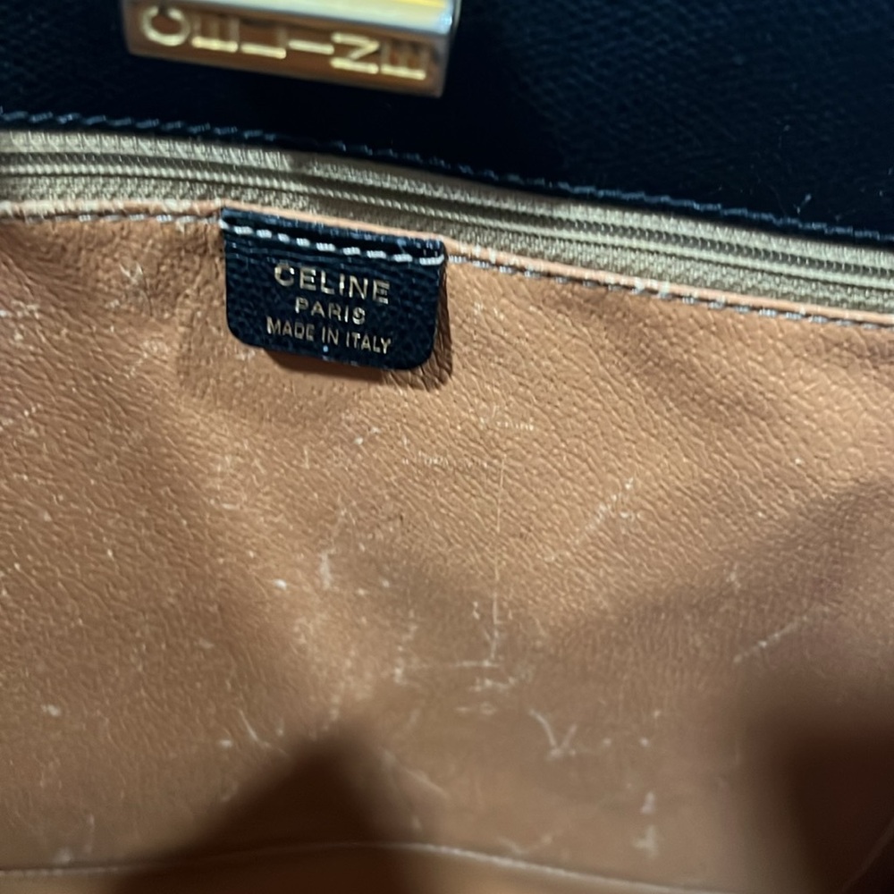 Celine Black Leather Bag with Gold Accents - Picture 14 of 16